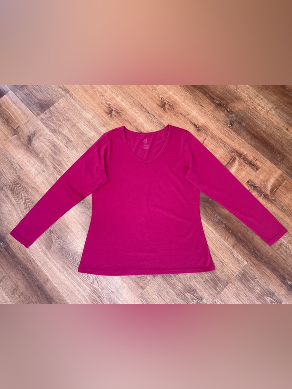 WoolX Womens Layla V Neck Top Size XL Pink Long Sleeves Base Layer Merino Wool # - Picture 3 of 7